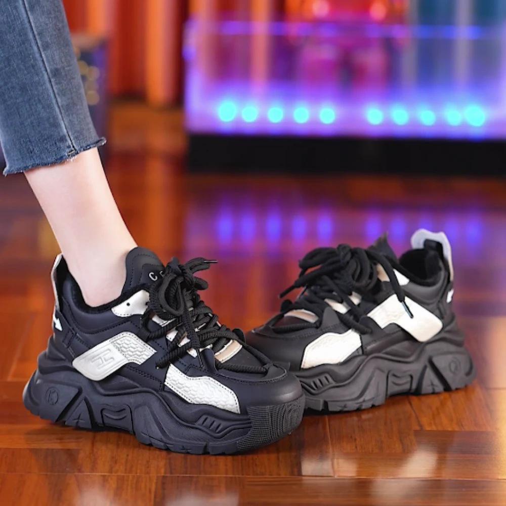 2024年新款四季增高老爹鞋女ins爆款百搭透气休闲运动学生鞋女