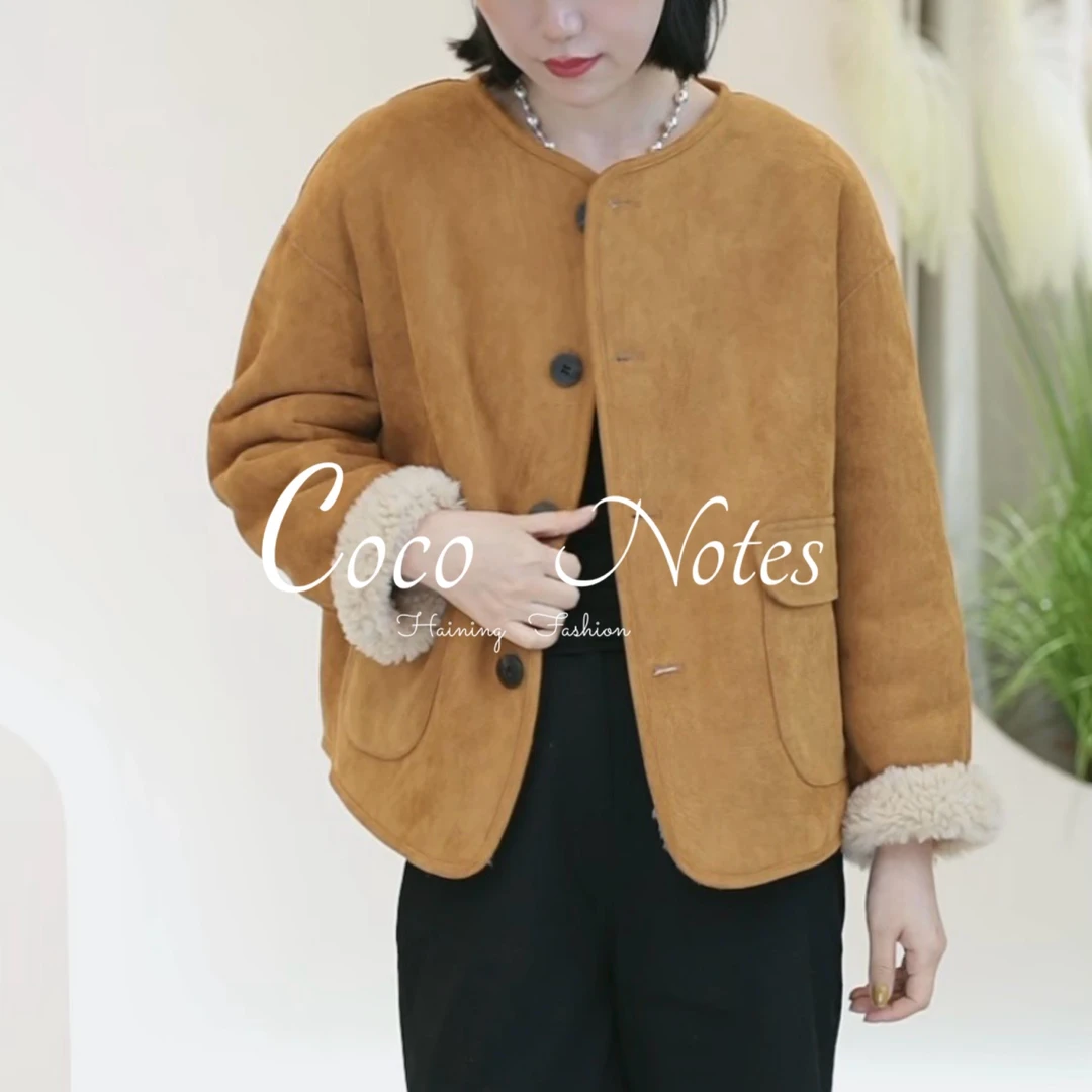 COCO NOTES【好潮好暖】2508 韩系慵懒风小香风羊羔毛两面穿外套