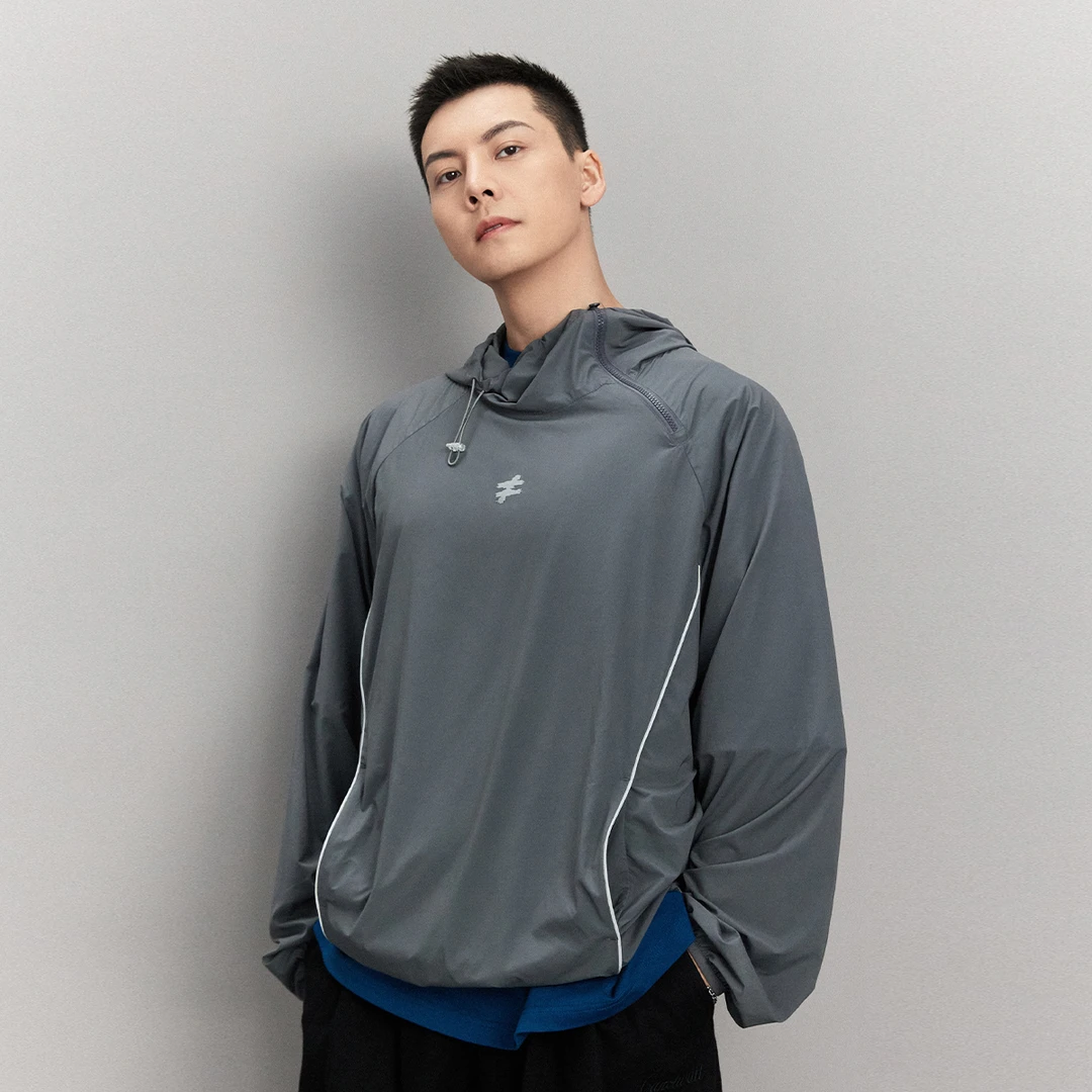 CNW陈伟霆同款 套头连帽侧拉链防晒服 潮流百搭宽松