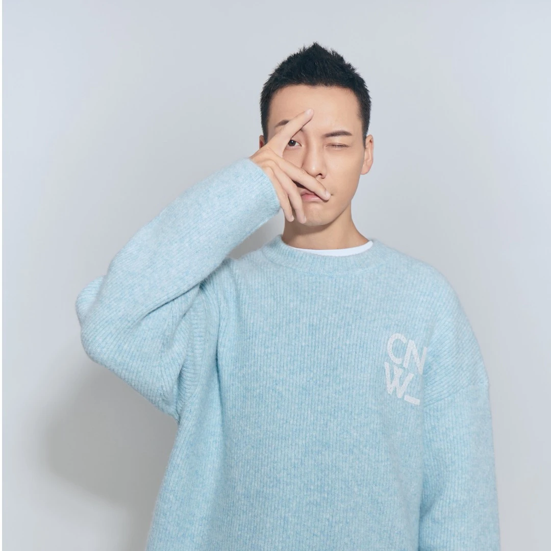 CANOTWAIT_陈伟霆CNW 休闲宽松秋冬潮流圆领标语印花毛衣