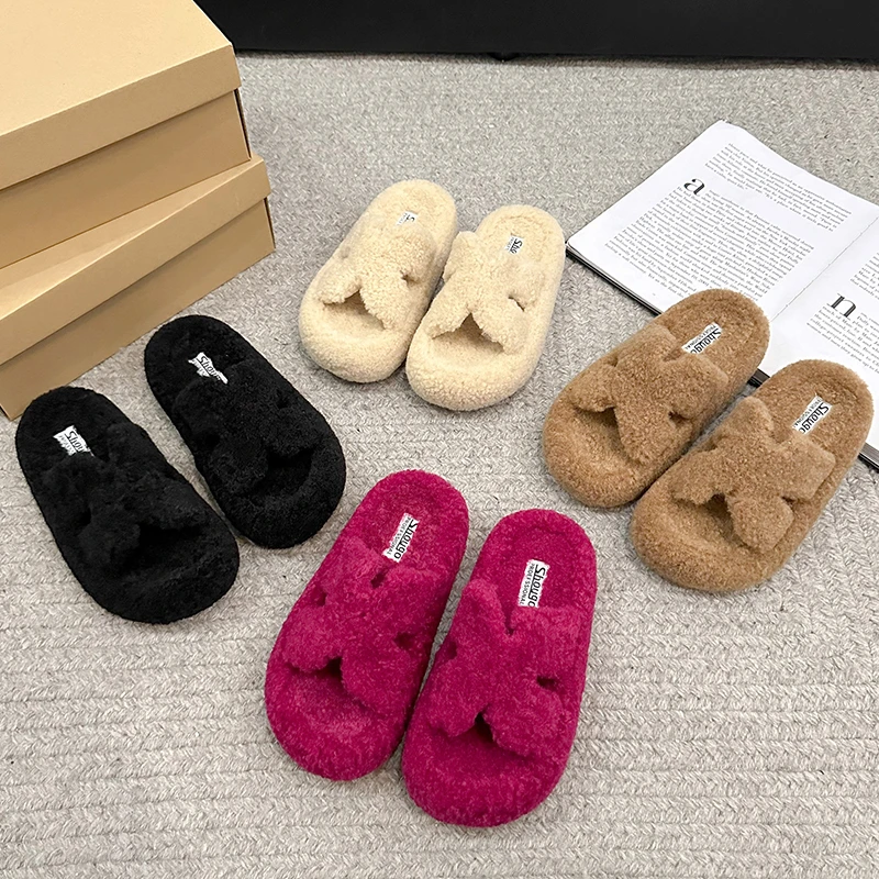 2024网红爆款厚底毛毛拖鞋女外穿秋冬季高级毛茸茸家居外穿毛拖鞋