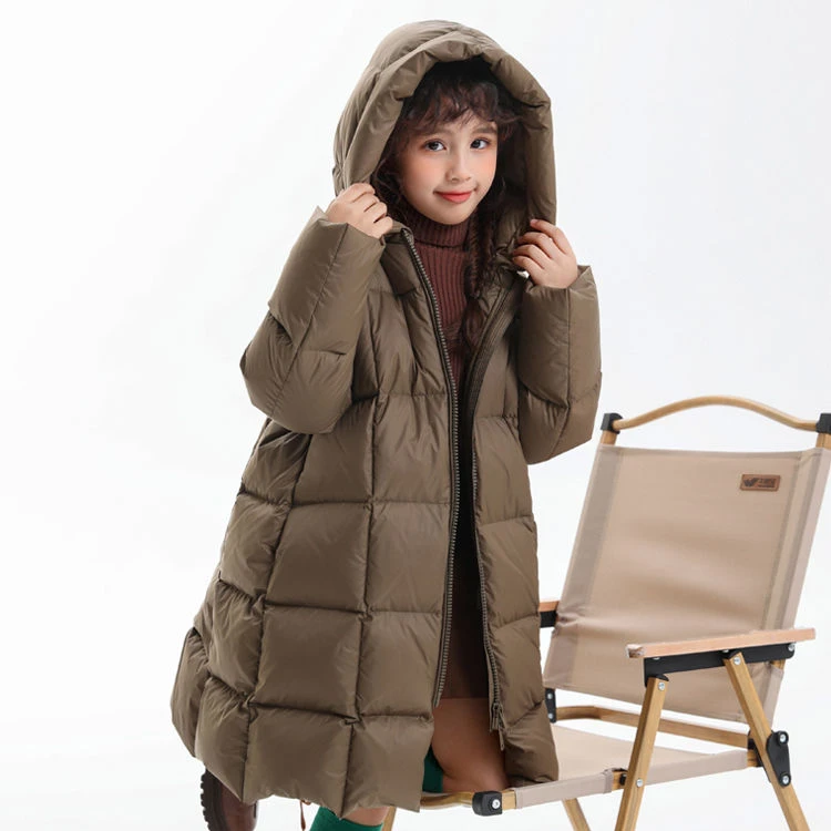 【羽物官方】三防宽松长款过膝鹅绒儿童羽绒服女新款冬装TZ032