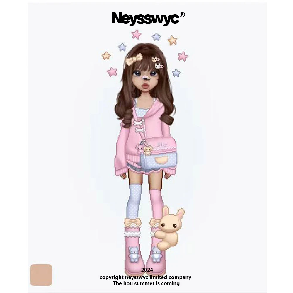 NEYSSWYC 【乃司乃司】 29fu款 休闲T恤小众百搭宽松少女T恤卡通