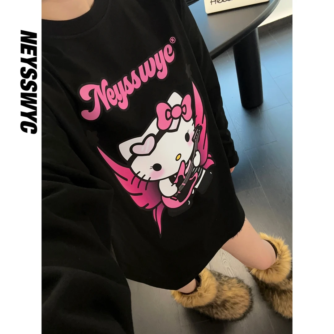 NEYSSWYC 【翅膀吉他kt】长袖T恤加厚春秋冬kt宽松显白纯色圆领打底