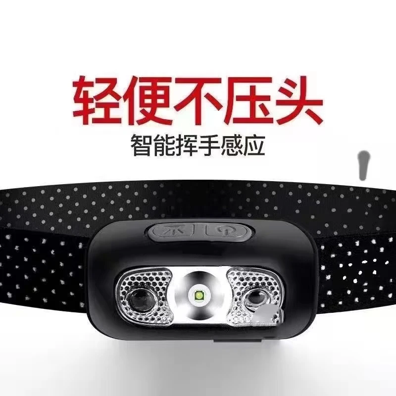 LED头灯超亮可充电头戴式强光感应特亮手电筒小型便携式夜钓鱼灯.
