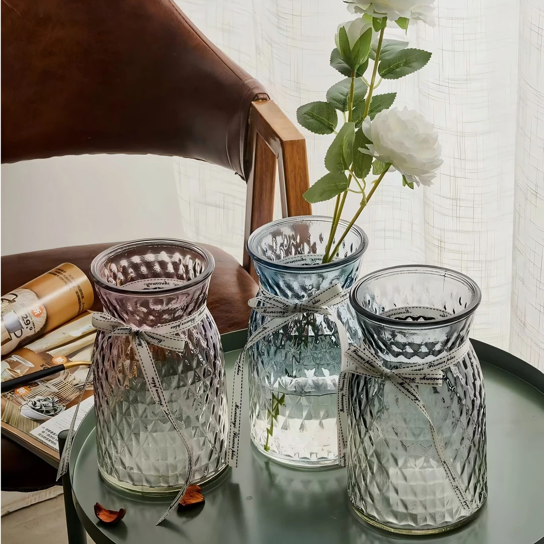 【9.9/买一送一】法式网红复古轻奢花瓶透明高级感水培客厅餐桌装饰