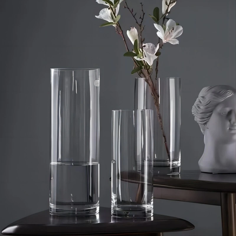 【1230直筒】30cm高12cm口径色彩直筒花瓶透明玻璃
