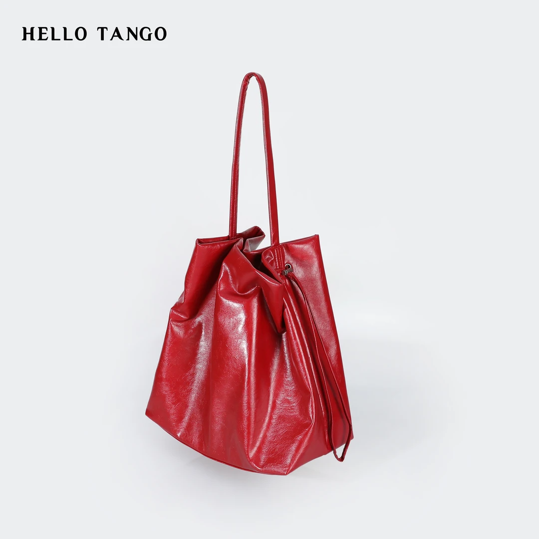 HELLOTANGO 小众复古红色高级感通勤单肩包760-2