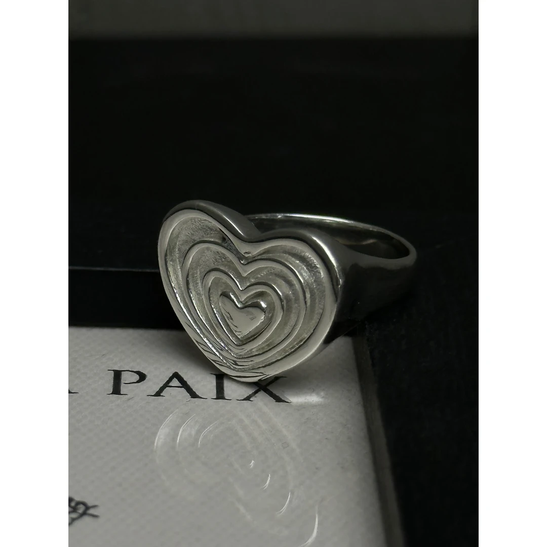 合金戒指 HELLOTANGO小众个性设计银色爱心戒指