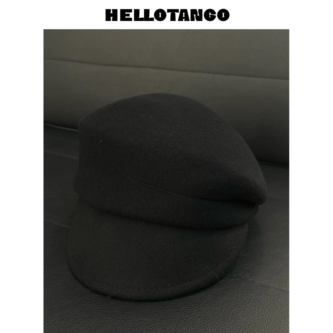 HELLOTANGO小众气质秋冬时尚复古定型折边马术帽