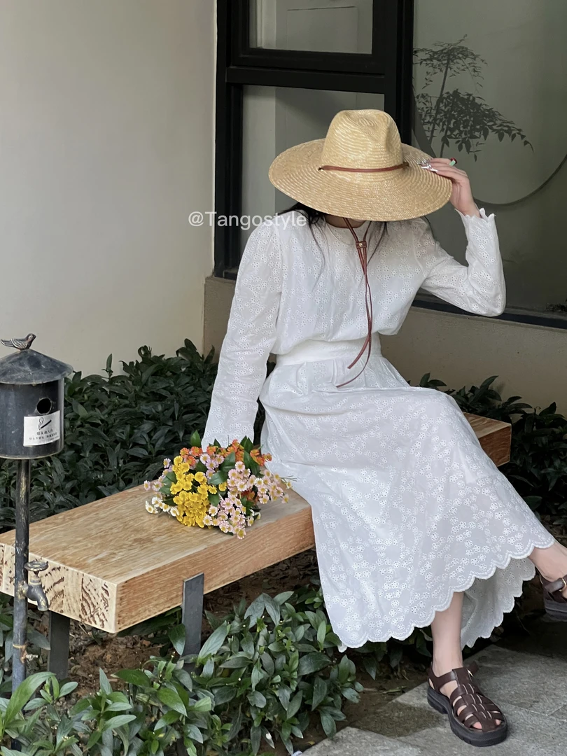 HELLOTANGO《伊甸庄园》小众气质时尚重工钩花镂空半身裙83509#