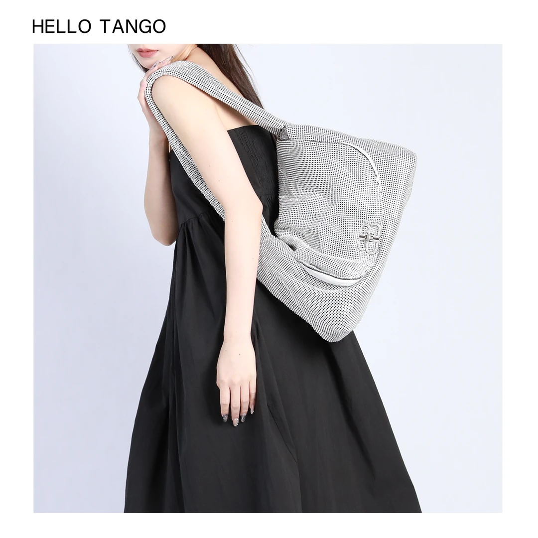HELLOTANGO小众水钻设计大容量单肩腋下包