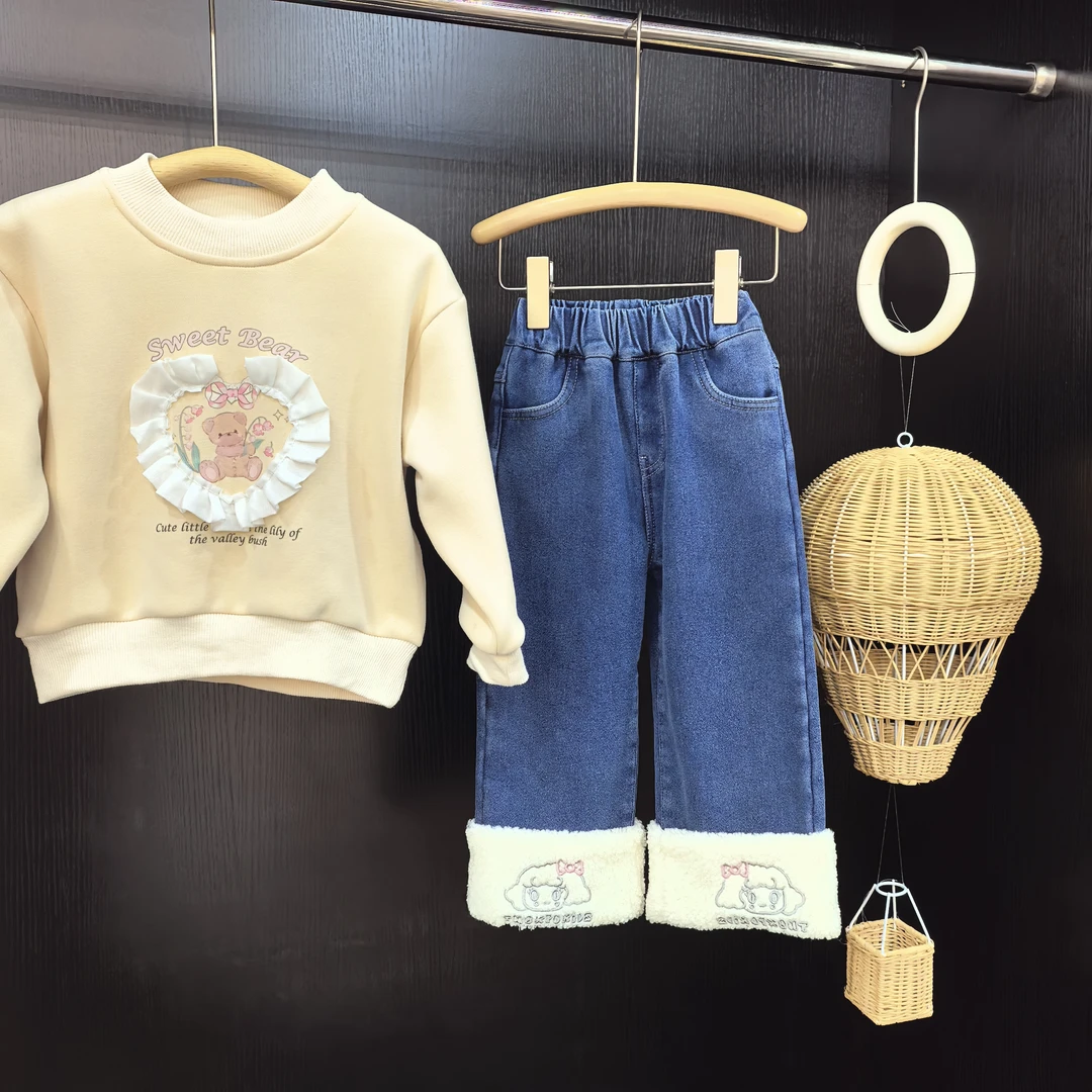 【小佛爷】H292女童花边卫衣秋冬款打底衫