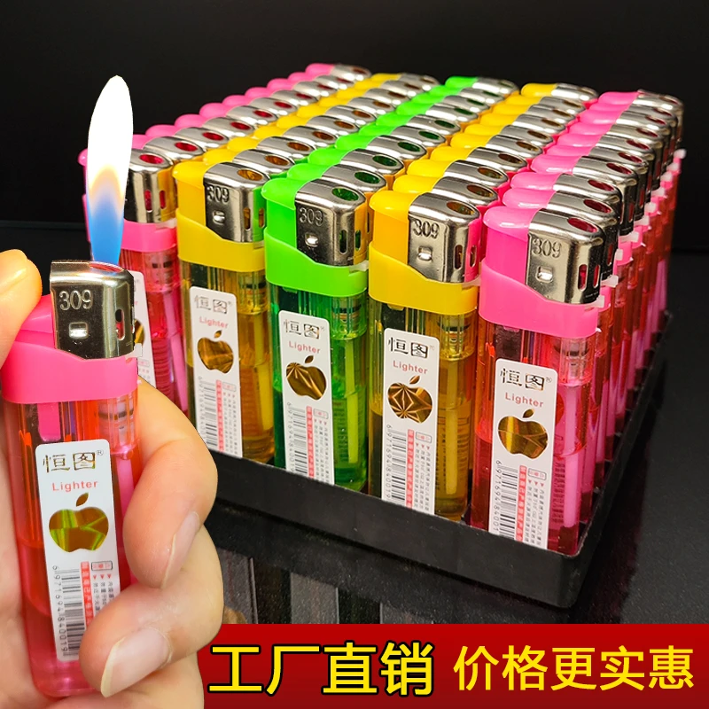 明火混装一次性打火机电子打火机五彩透明普通款便宜耐用适合家用