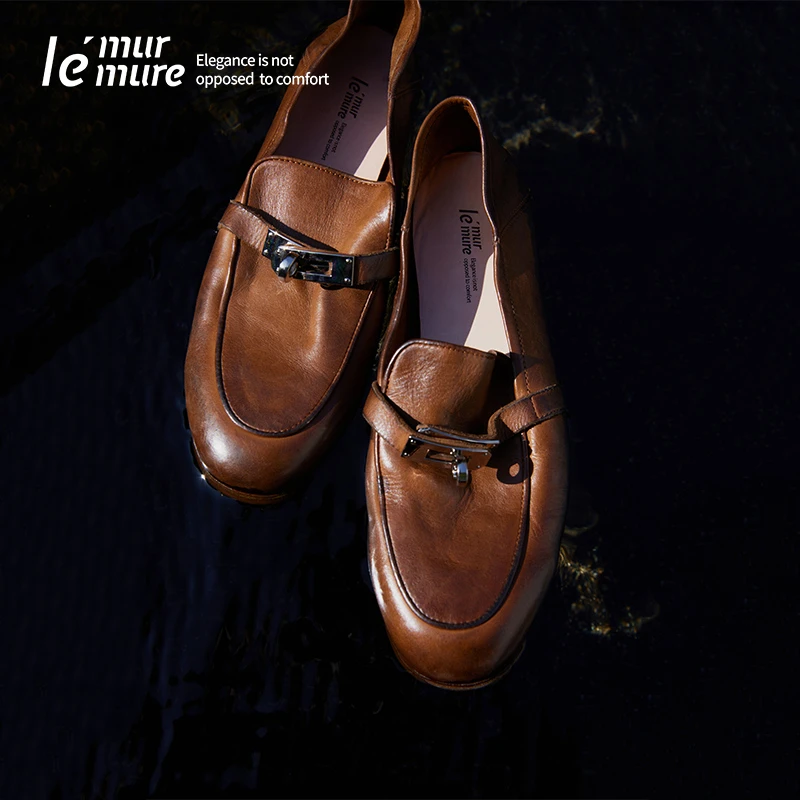 Le' Murmure 重磅 意大利进口水洗马皮 马衔扣一脚蹬懒人乐福鞋