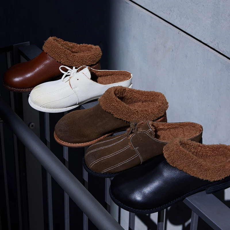 Le' Murmure 勃肯 羊羔毛懒人拖鞋 毛绒感 丑萌包头鞋 毛毛鞋 zb