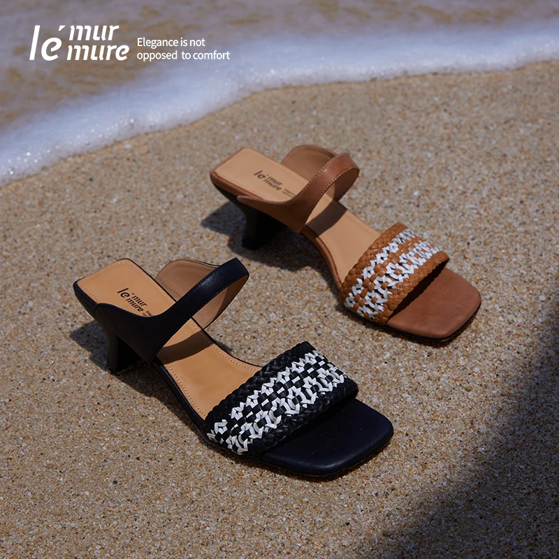 Le' Murmure 波西米亚凉鞋女2025夏季新款女士高跟鞋外穿法式拖zb
