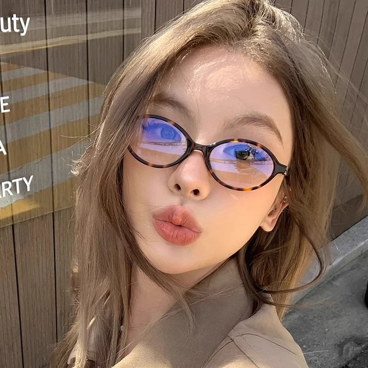 张元英书呆子窄框眼镜复古眼睛椭圆豹纹色小框镜框女素颜眼镜女