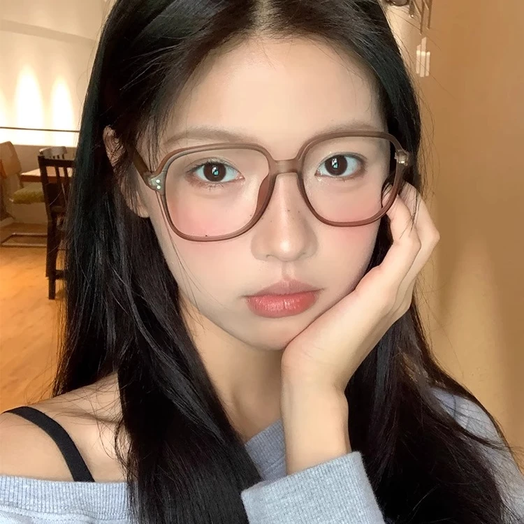 高级感磨砂茶眼镜女近视可配度数韩版超轻大框镜框早八素颜显脸小