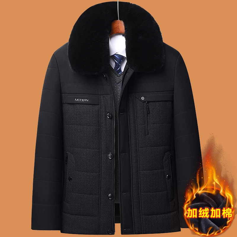 爸爸冬装外套棉衣服男加绒加厚款中年保暖老人棉袄子防寒爷爷棉服