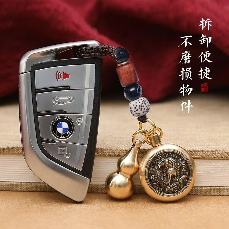 黄铜十二生肖转转汽车挂件旋转挂件铜葫芦钥匙挂件结实耐用