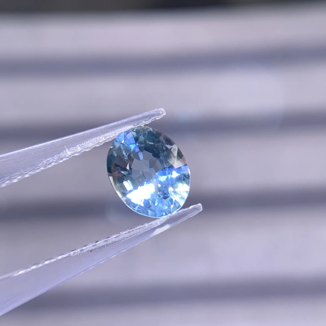 天然精品圣玛利亚色海蓝宝石裸石晶体干净主石1.78克拉7x8.8妈妈