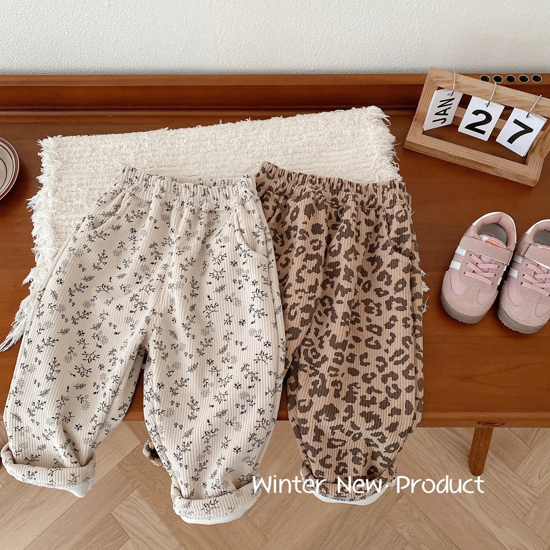 防蚊裤儿童碎花加绒裤0-5岁冬季韩国童装女童保暖裤子宝宝长裤