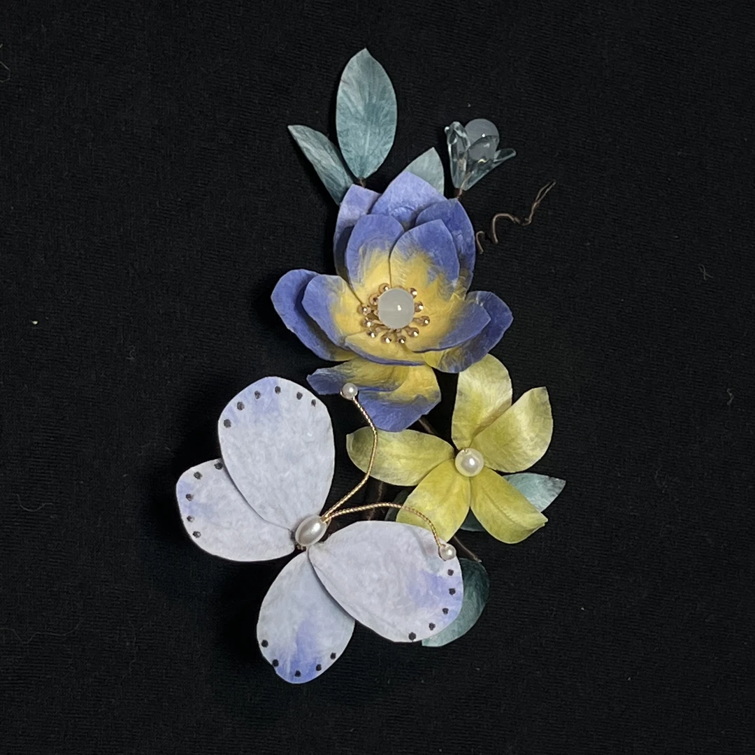 （香香专属）春亦归古风发饰汉服绒花发簪一对 手工制作默认微瑕