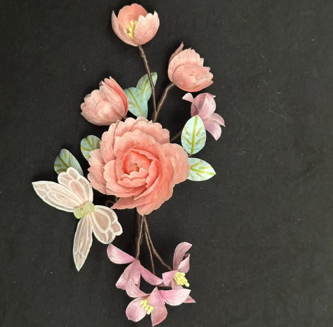 （香香专属）春亦归古风发饰汉服绒花发簪 手工制作默认微瑕