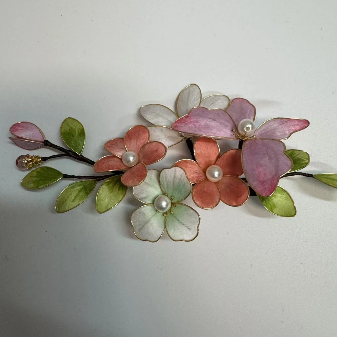 春亦归古风发饰汉服绒花发簪 手工制作默认微瑕