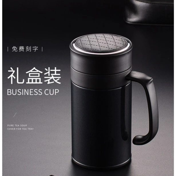 vanow泡茶保温杯高档女士过滤大容量双层刻字礼盒装家用保温杯