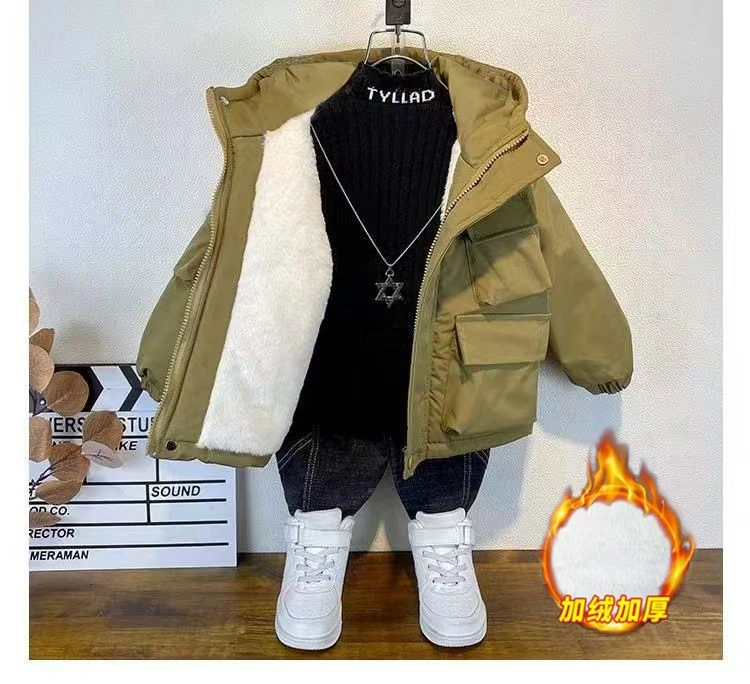 童装男童冬装棉衣外套新款儿童上衣加厚棉服加绒棉袄中厚