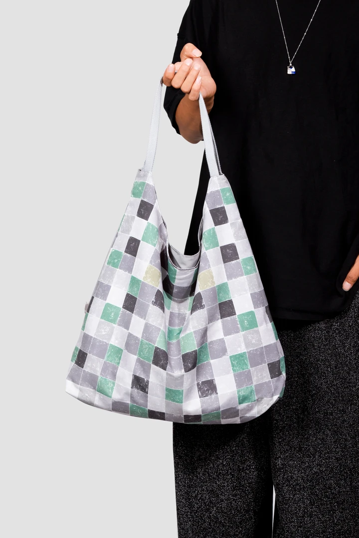 无则艺【月牙包】棋盘格时尚百搭印花单肩休闲潮流学生便携轻便环保