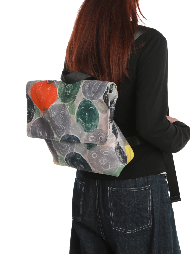 无则艺【翻盖背包】彩色开心原创文艺小众百搭时尚印花翻盖双肩包