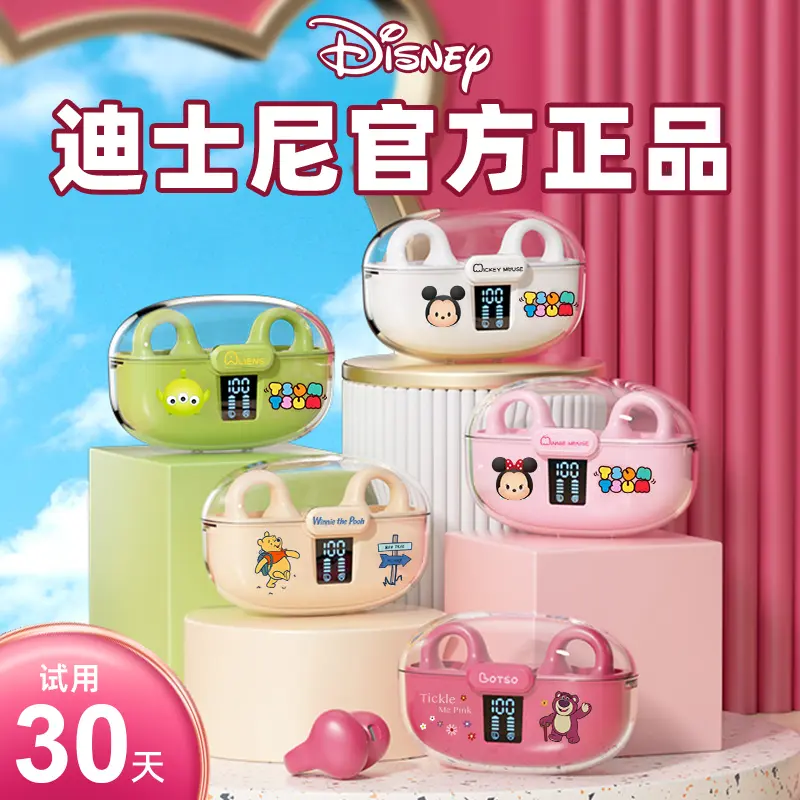 Disney/迪士尼正版蓝牙耳机夹耳式便携高颜值创意降噪新款耳机w