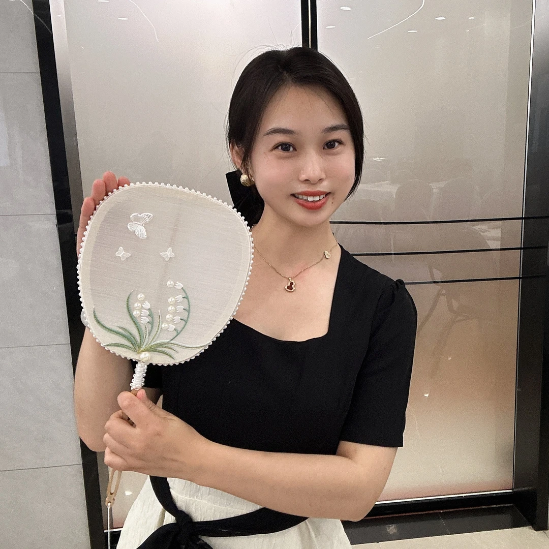 玉溪（玉美人）——大号中国风透明双面玉扇扇子圆扇复古团扇圆形手工