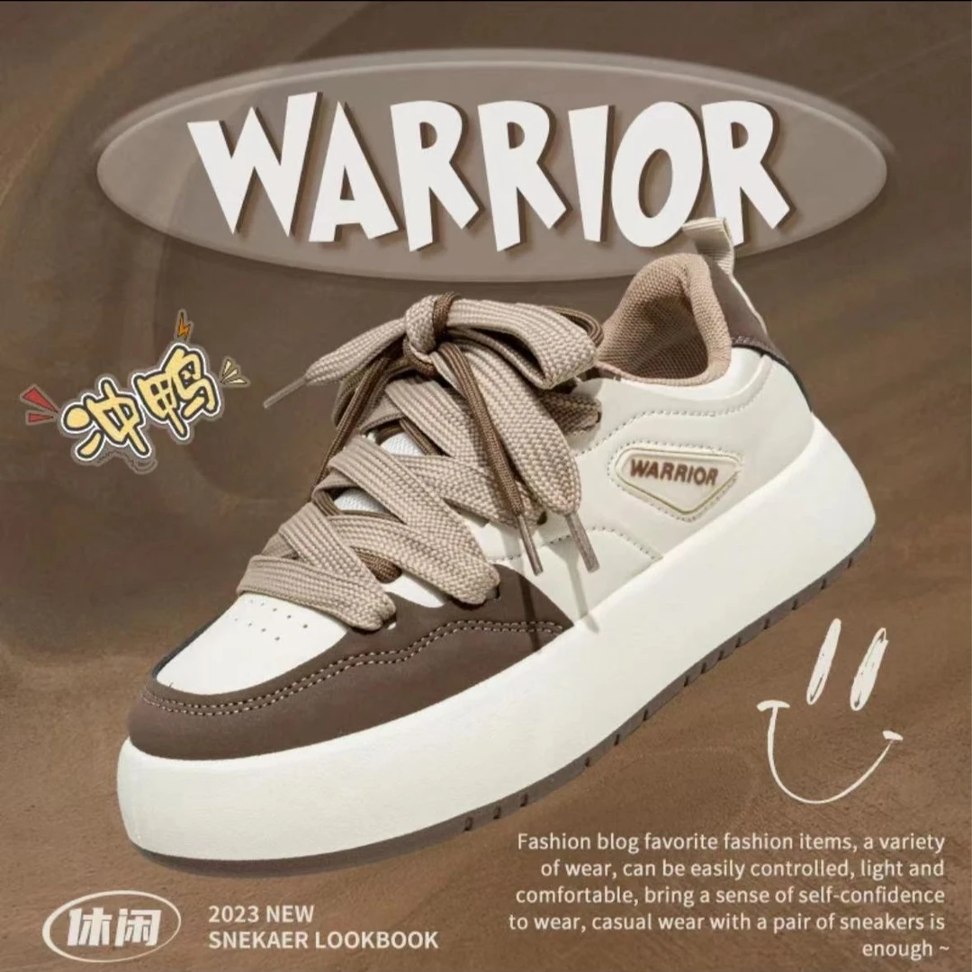 Warrior/回力小白鞋美拉德时尚休闲1228增高拼色学生厚底面包鞋