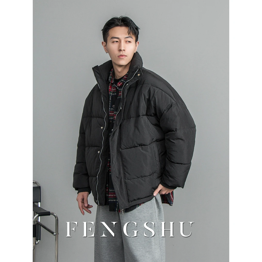 【清仓款】男士冬季厚款棉服外套立领时尚保暖加厚纯色潮流夹克上衣
