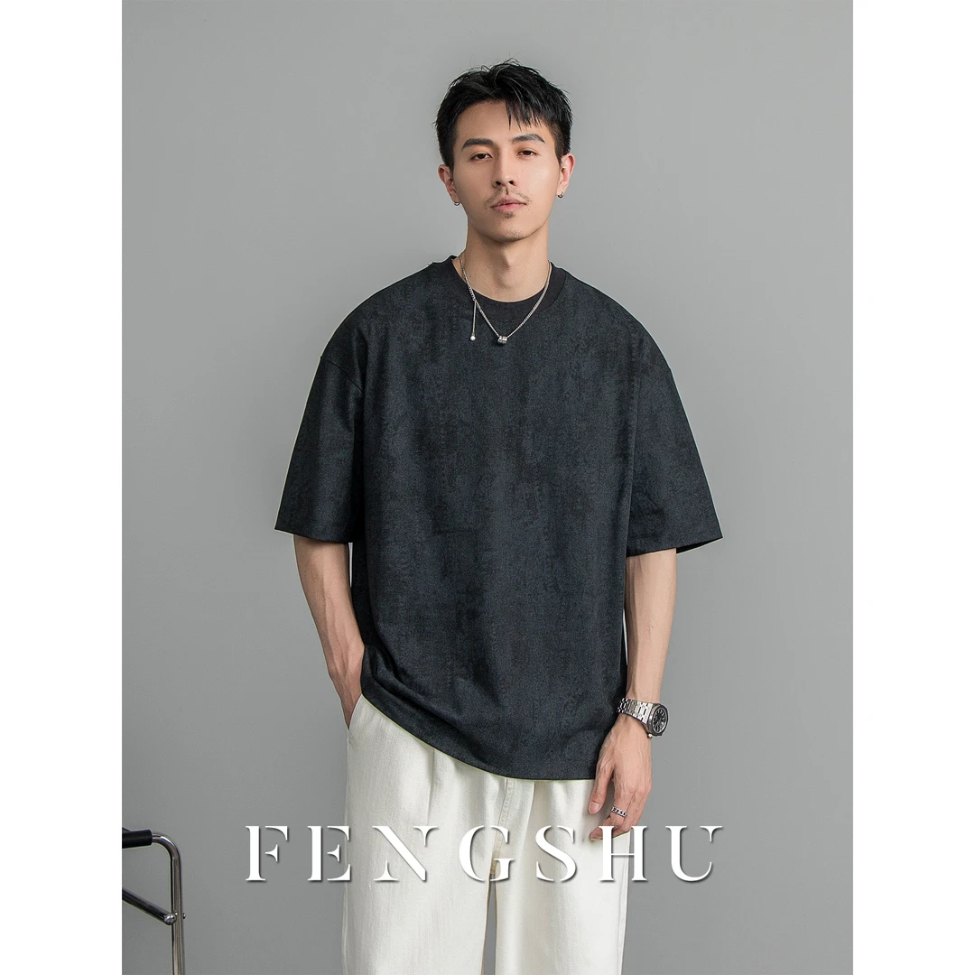 【清仓款】夏季新款男士蜡染半袖T恤圆领重磅宽松ins百搭休闲t恤