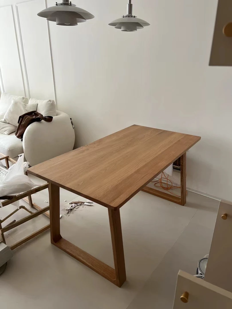 啄益实木桌子白橡木餐桌原木大板桌子北欧日式风格