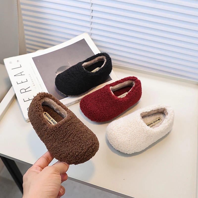 女童毛毛鞋2024秋冬新款儿童室内外加绒棉鞋男童韩版保暖棉鞋子