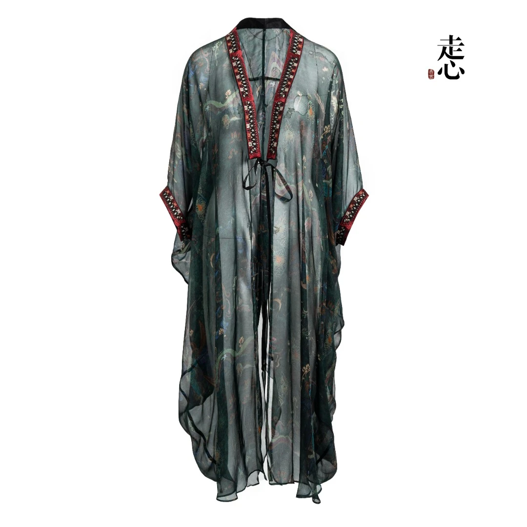 【香云走心】外披24ZX8017春夏古风中国风九色鹿系列桑蚕丝高档原创