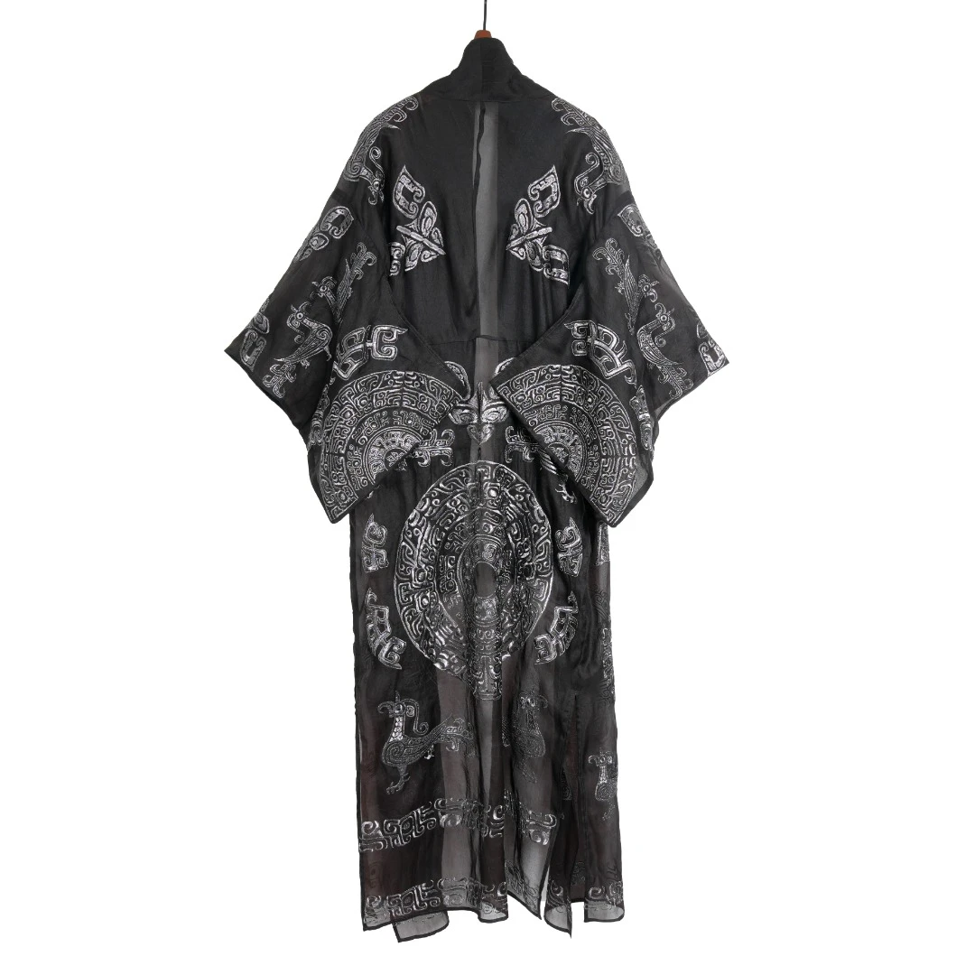 【走心非遗】重工香云纱长外披24ZM053