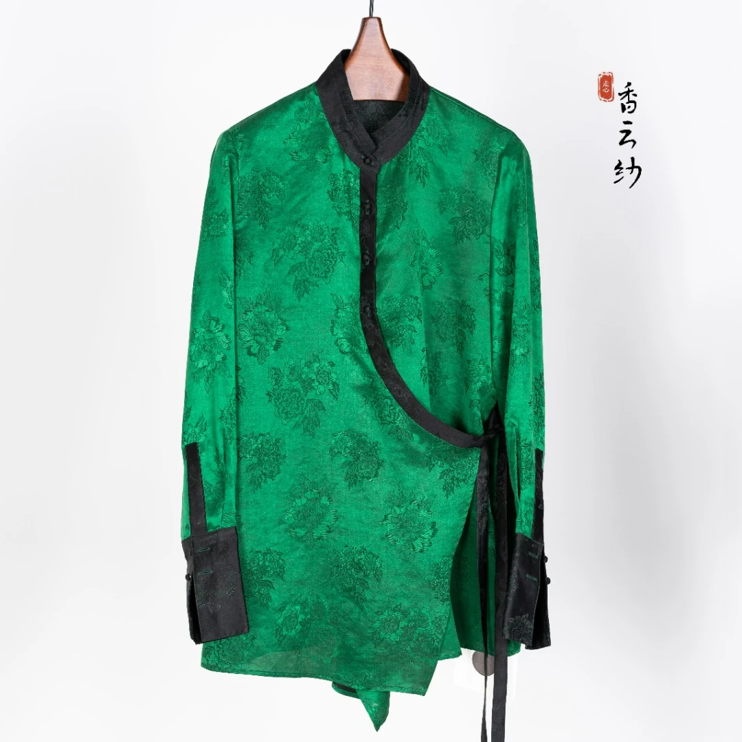 【走心非遗】香云纱衬衫23ZWF014上衣中式印花提花袖子设计新中式