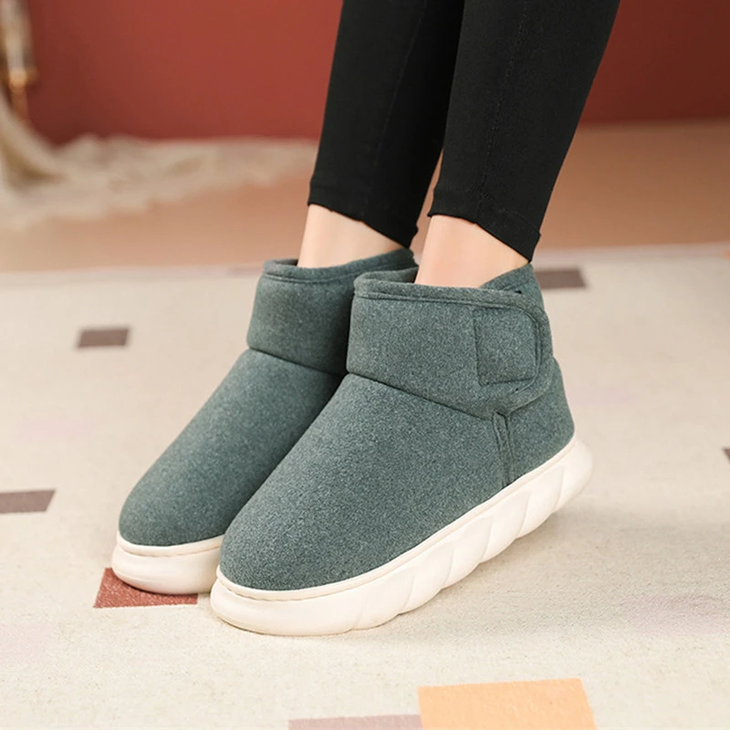 冬季男士包跟棉拖鞋新款居家情侣高帮魔术贴老人鞋软底加绒棉拖鞋