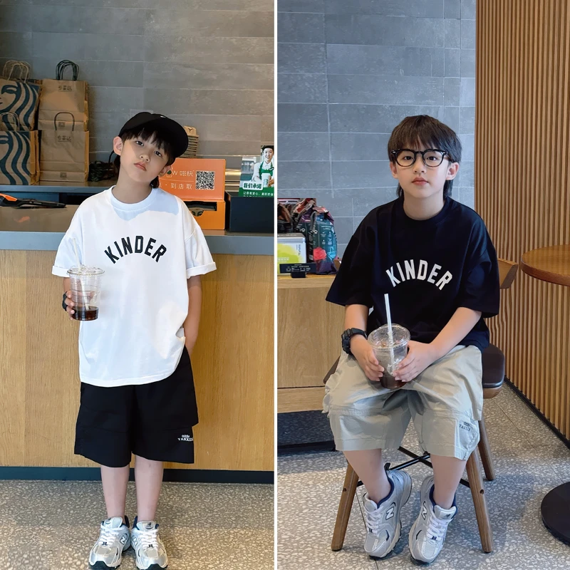 凯文家童装2024早秋新品 男童中大童韩版基础款短袖T恤儿童打底衫