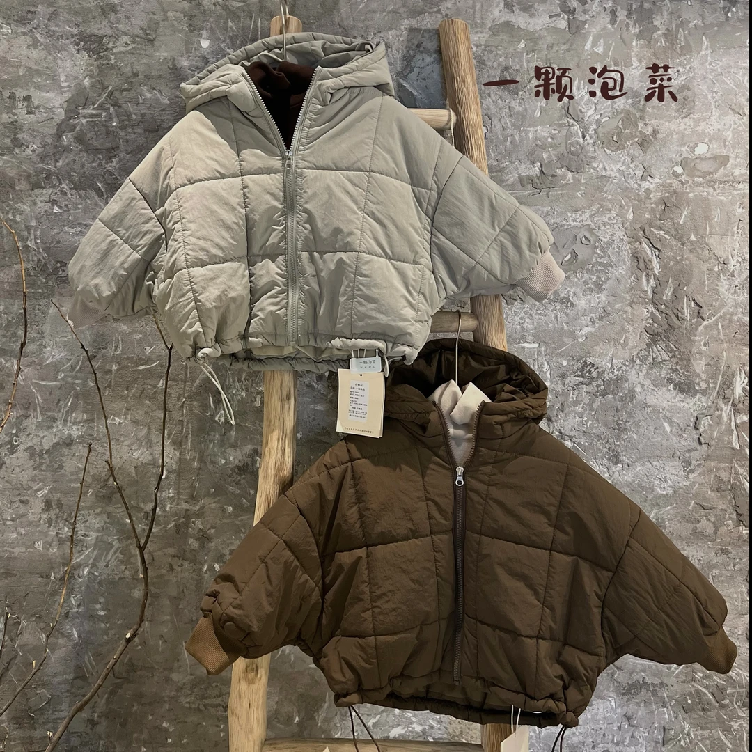 一颗泡菜「童装」5814《冬》蝙蝠袖短款连帽棉服