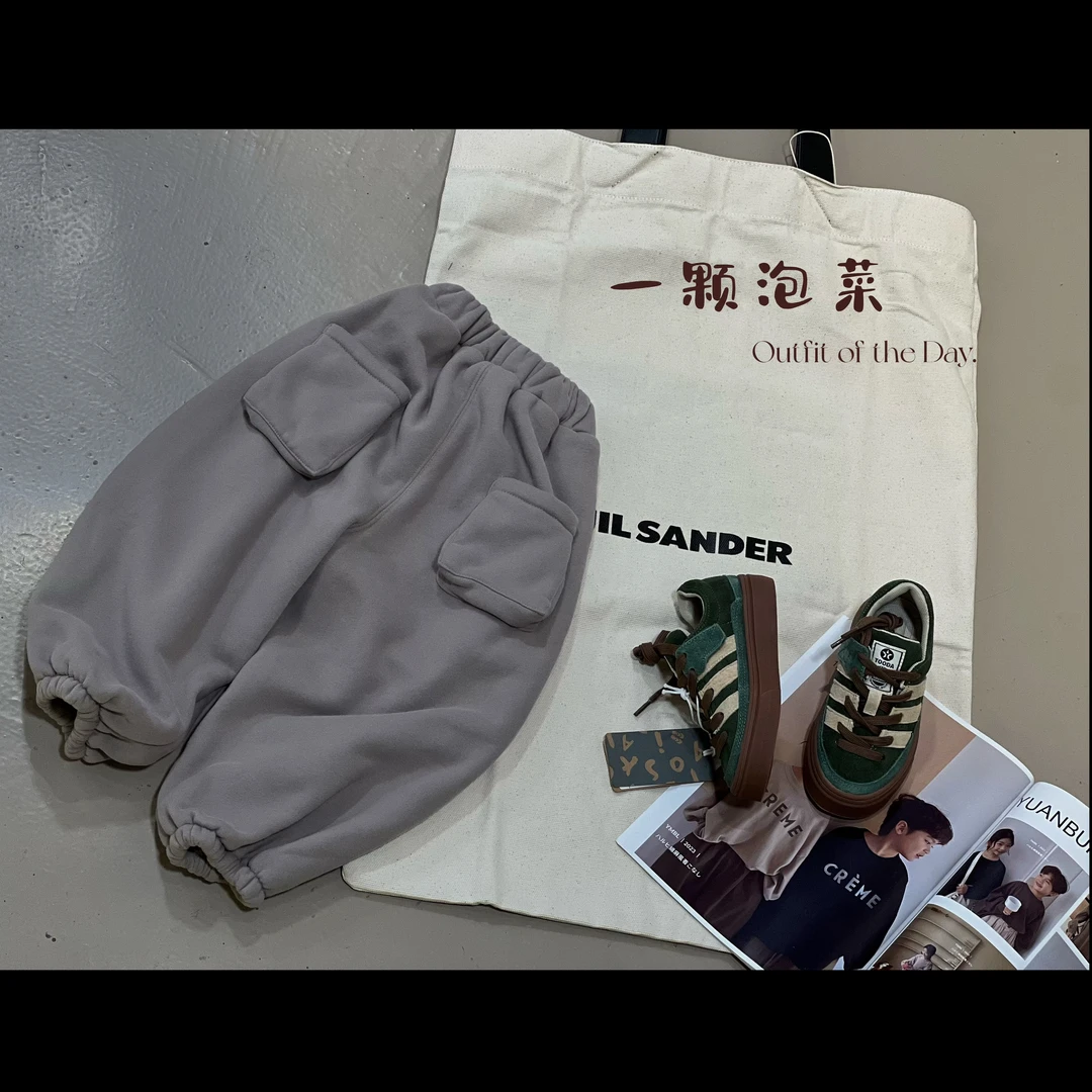 一颗泡菜「童装」23230《深秋》糯叽叽内里拉绒松紧口卫裤