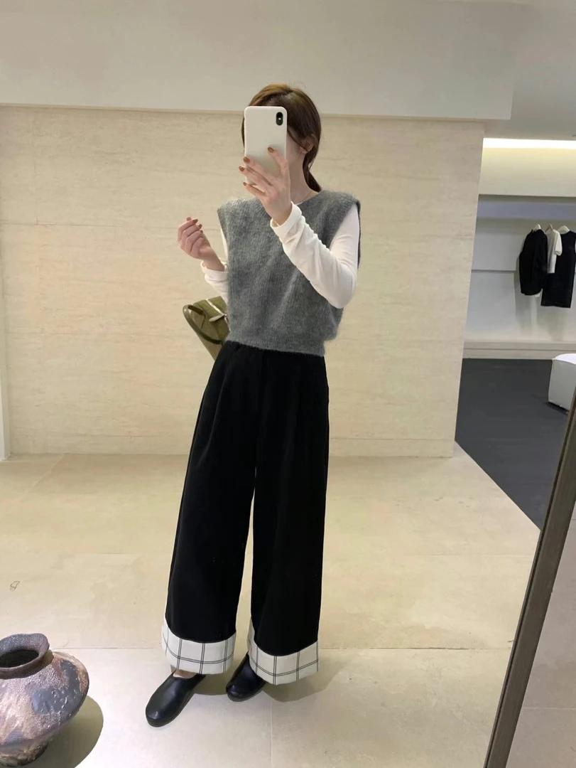 乌恩乌恩【条纹卷边裤】