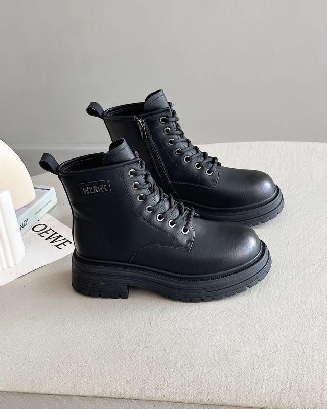 807复古厚底机车马丁靴秋冬薄绒新款英伦风工装时尚短靴大黄靴A8